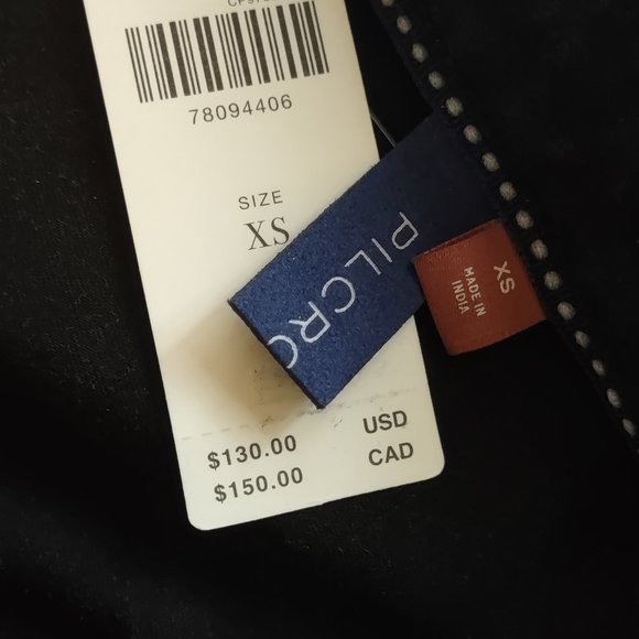 NWT Anthropologie Pilcro Tulle Buttondown Ruffle Lace Tuxedo Yolk BLACK Size XS - Picture 14 of 15